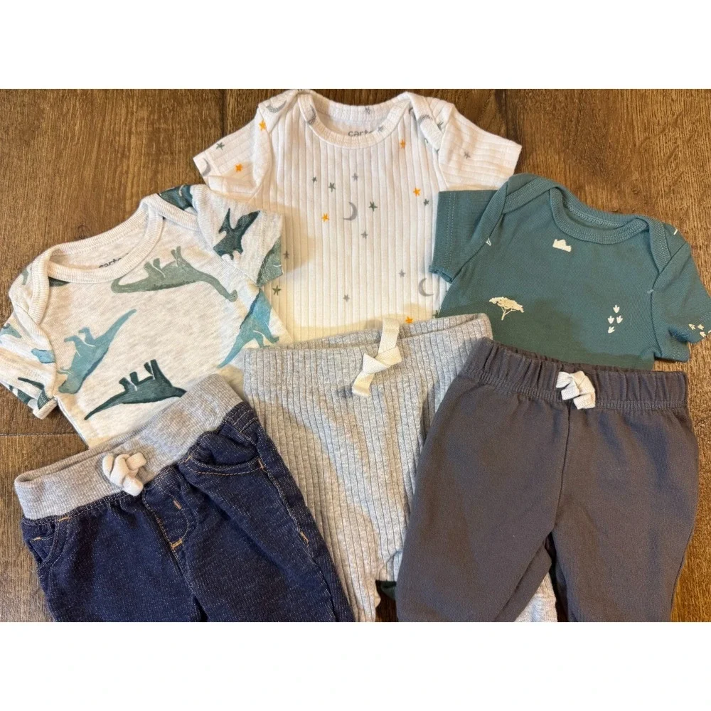 Newborn Baby Boy Bodysuits Shirts Jeans Pants Outfits Clothes Lot Dinosaurs